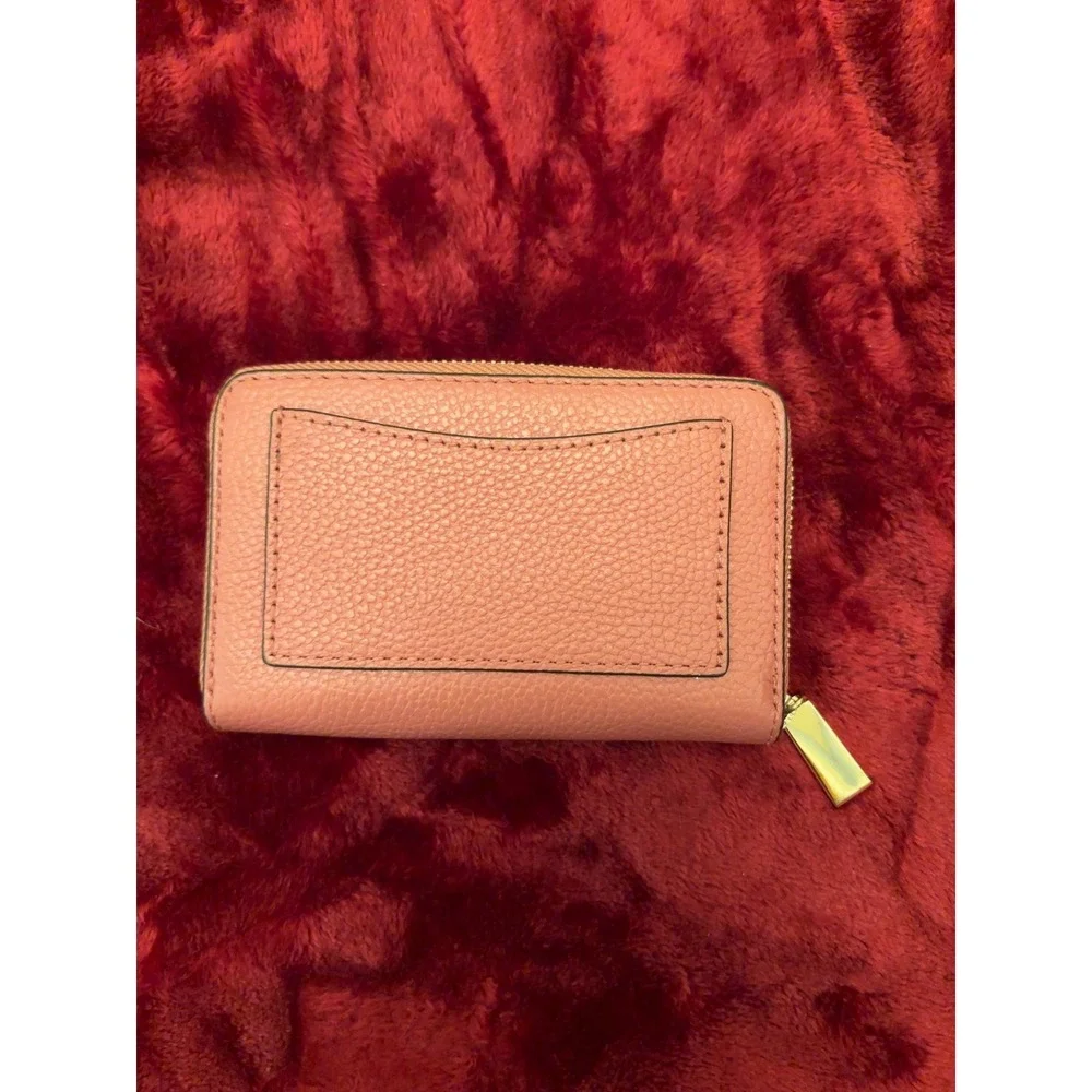 Michael Kors Jet Set Small Zip Around Card Wallet Dusty Rose Pebbled Leather